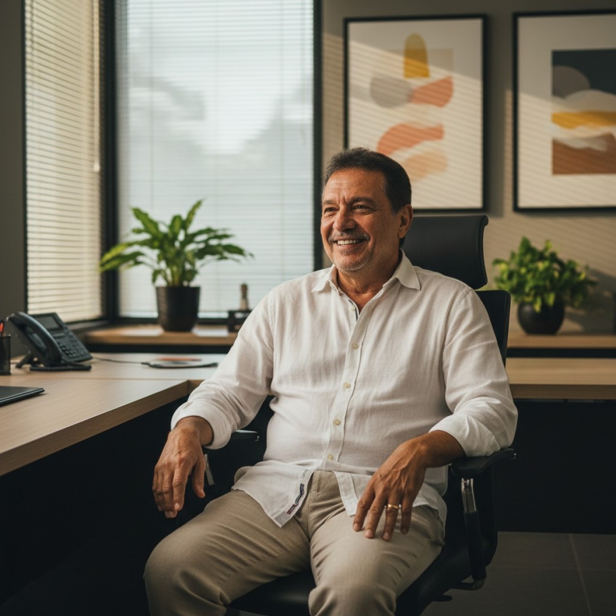 Zeca Pagodinho sorrindo com cartão Caju na mão, campanha 'Benefícios que dão vontade de ser CLT'.