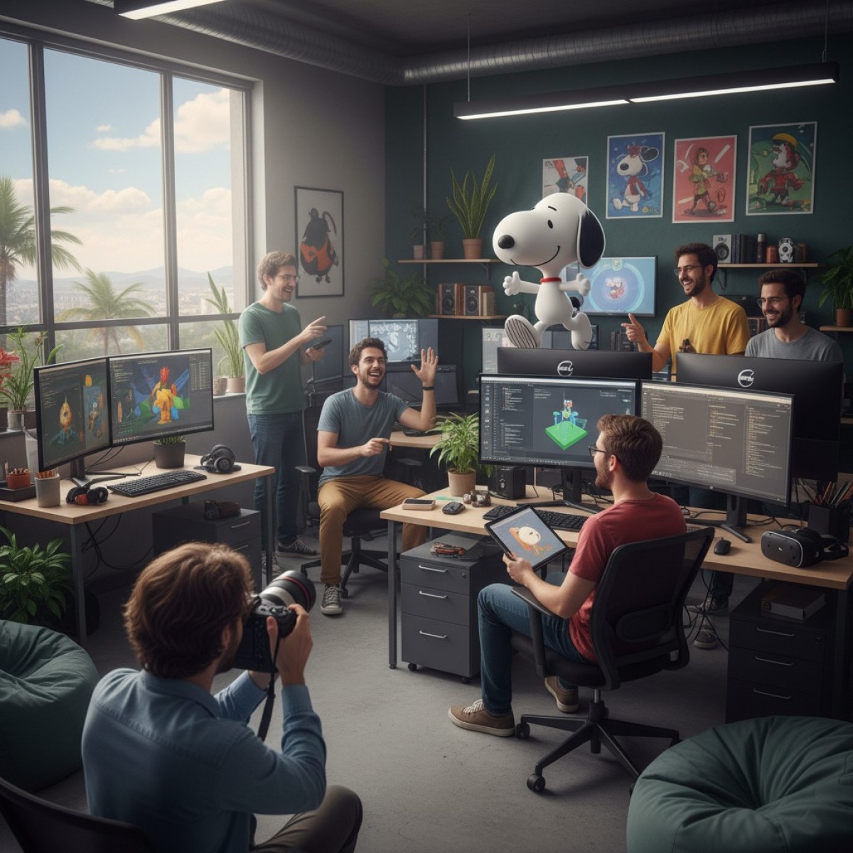 Snoopy e Charlie Brown investigando um mistério.