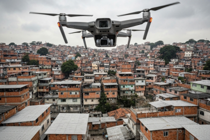 Drone sobrevoa área urbana