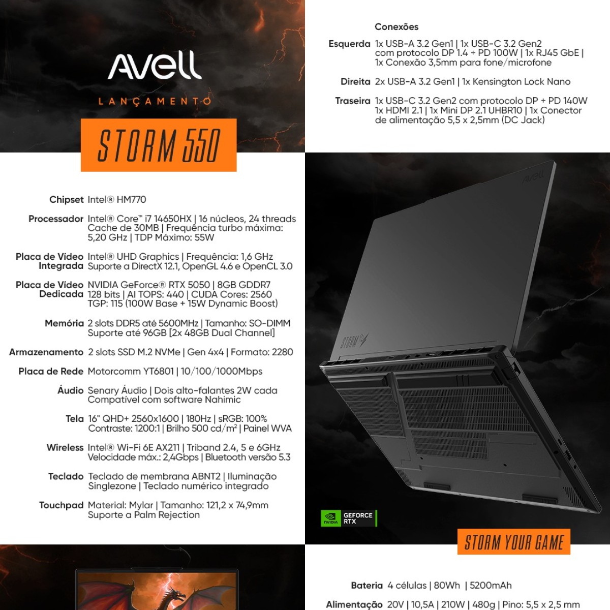 Avell lança notebooks Storm com foco em gamers e profissionais