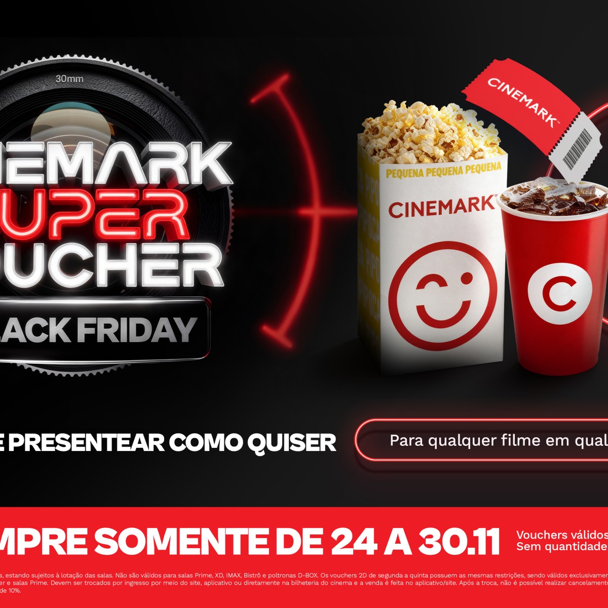 Black Friday Cinemark: Super Voucher com ingresso e combo por R$39,50