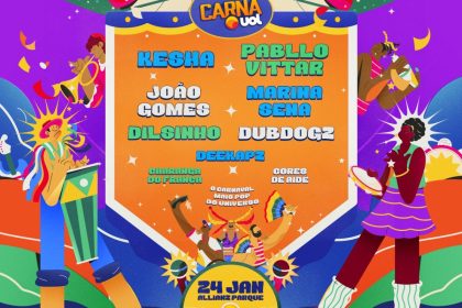 CarnaUOL 2026: Pabllo Vittar, Kesha e João Gomes confirmados