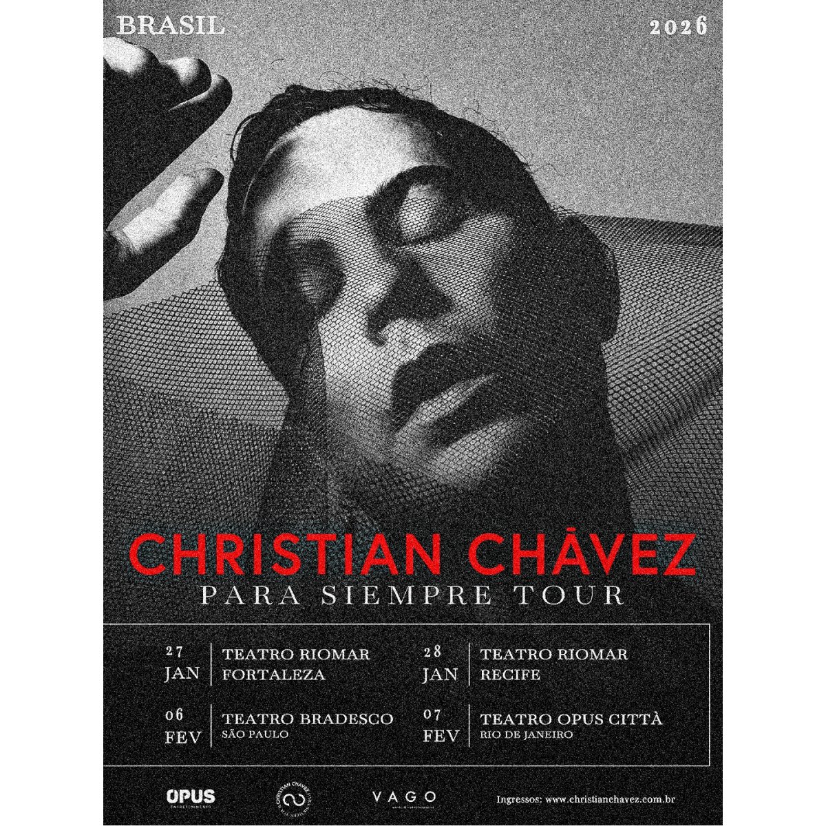 Christian Chávez, ex-RBD, anuncia shows no Brasil em 2026