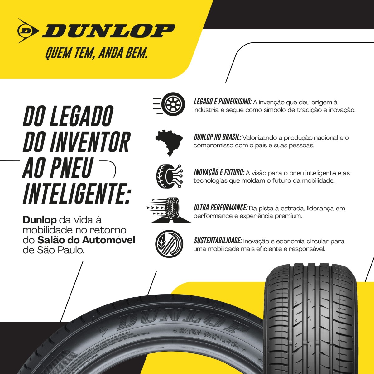 Dunlop leva legado do inventor ao Salão do Automóvel de SP