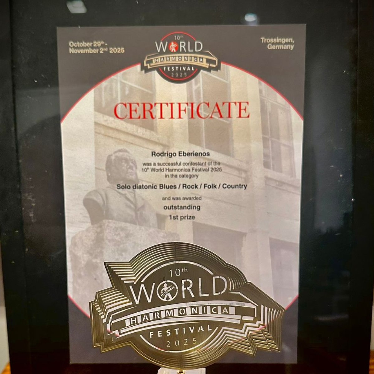 Rodrigo Eberienos conquista 1º lugar em festival mundial de gaita