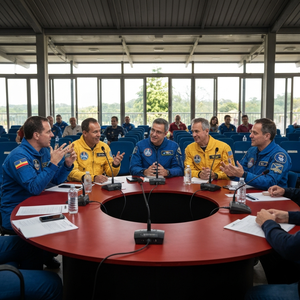 Astronautas em debate sobre espaço comercial em Mogi das Cruzes