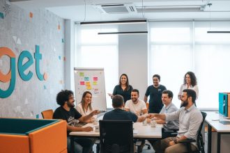 Colaboradores da Get celebrando o lançamento do programa Get Lovers.
