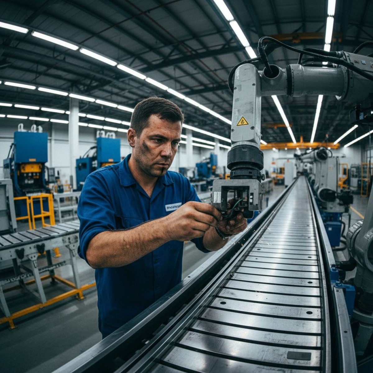 Robô industrial trabalhando com IA no Brasil