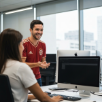 Robô colaborando com um humano em ambiente de trabalho