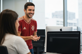 Robô colaborando com um humano em ambiente de trabalho