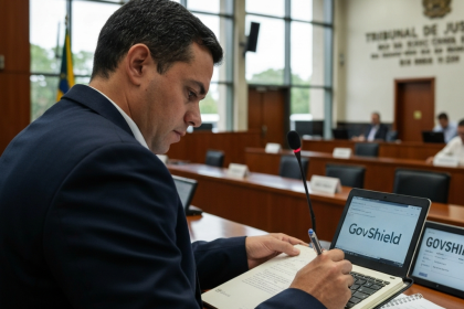 Fachada do Tribunal de Justiça do RS protegida por escudo digital