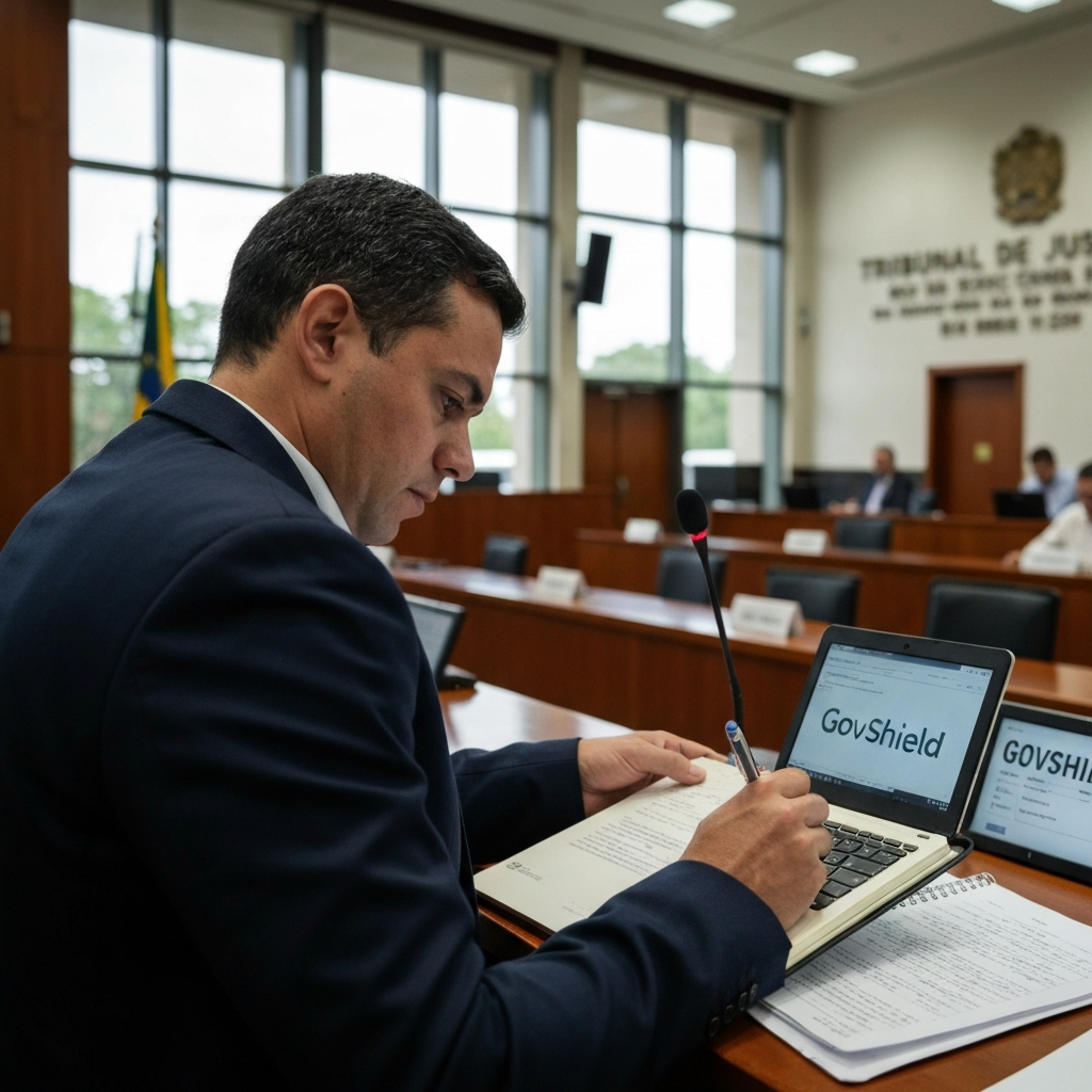 Fachada do Tribunal de Justiça do RS protegida por escudo digital