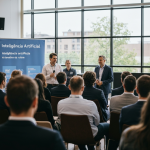 Painel sobre IA no governo com representantes do Serpro, Dataprev, BB e Caixa