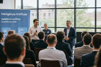 Painel sobre IA no governo com representantes do Serpro, Dataprev, BB e Caixa