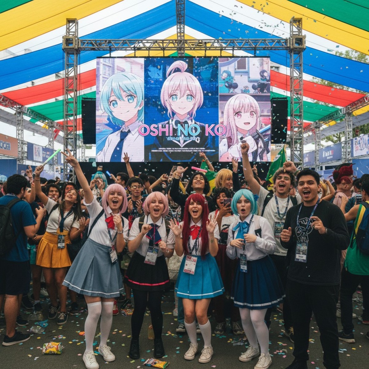 Pôster da 3ª temporada de [OSHI NO KO] divulgado pela Crunchyroll.