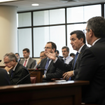 Balança da justiça com notas de dinheiro, simbolizando a pejotização e seus impactos no trabalho.