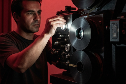 Pôster do filme 'O Iluminado' com Jack Nicholson sorrindo ameaçadoramente.