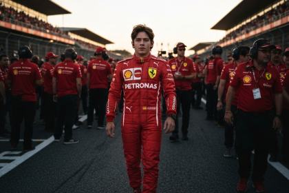 Jovem assistindo a corrida de Fórmula 1 pelo celular