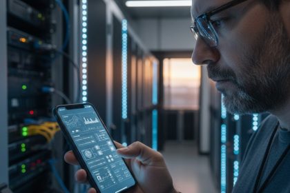 Logo Ericsson sobre fundo que representa conectividade.