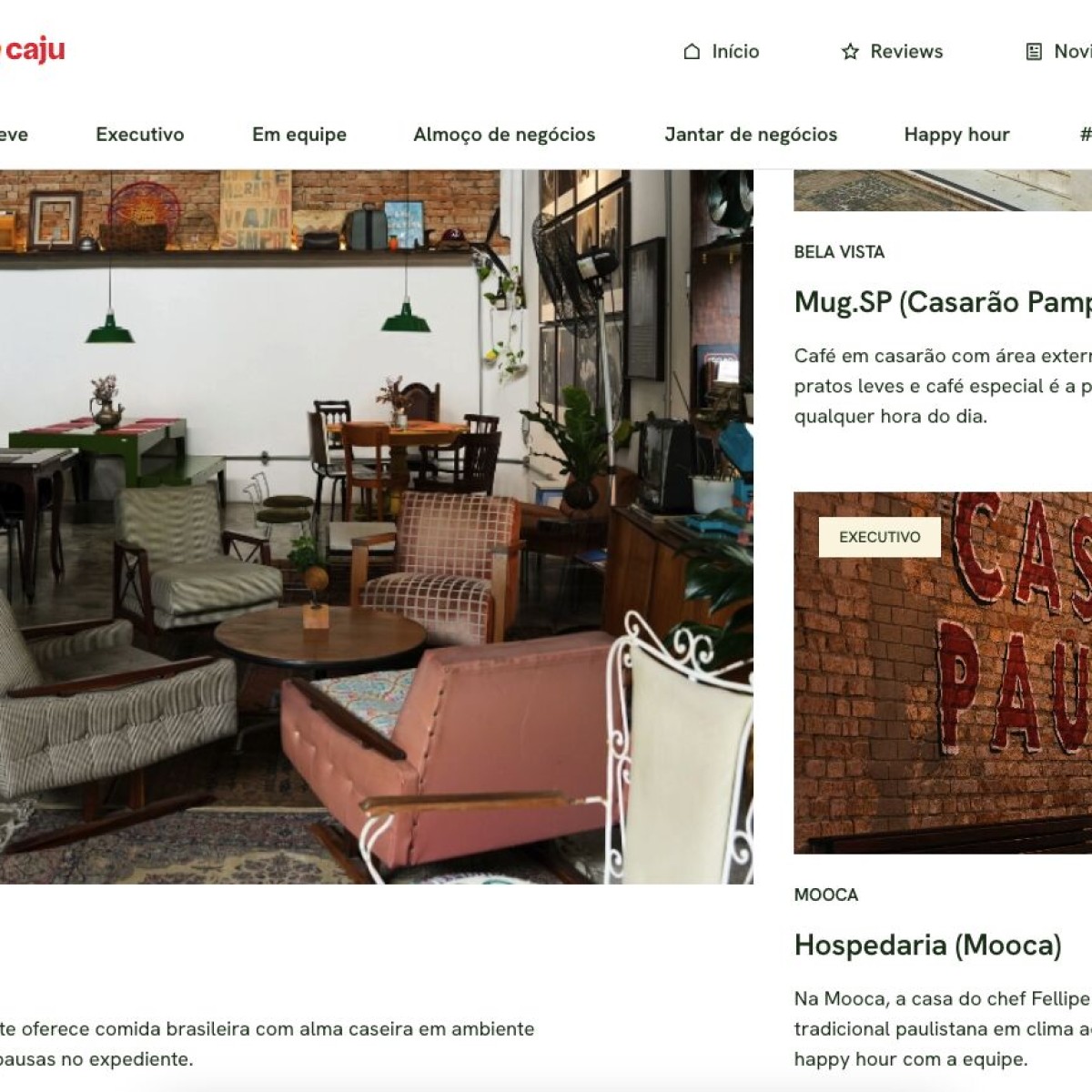 Caju lança guia gastronômico para refeições de trabalho em SP