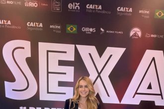 Lais Bianchessi prestigia pré-estreia de filme com Thiago Martins