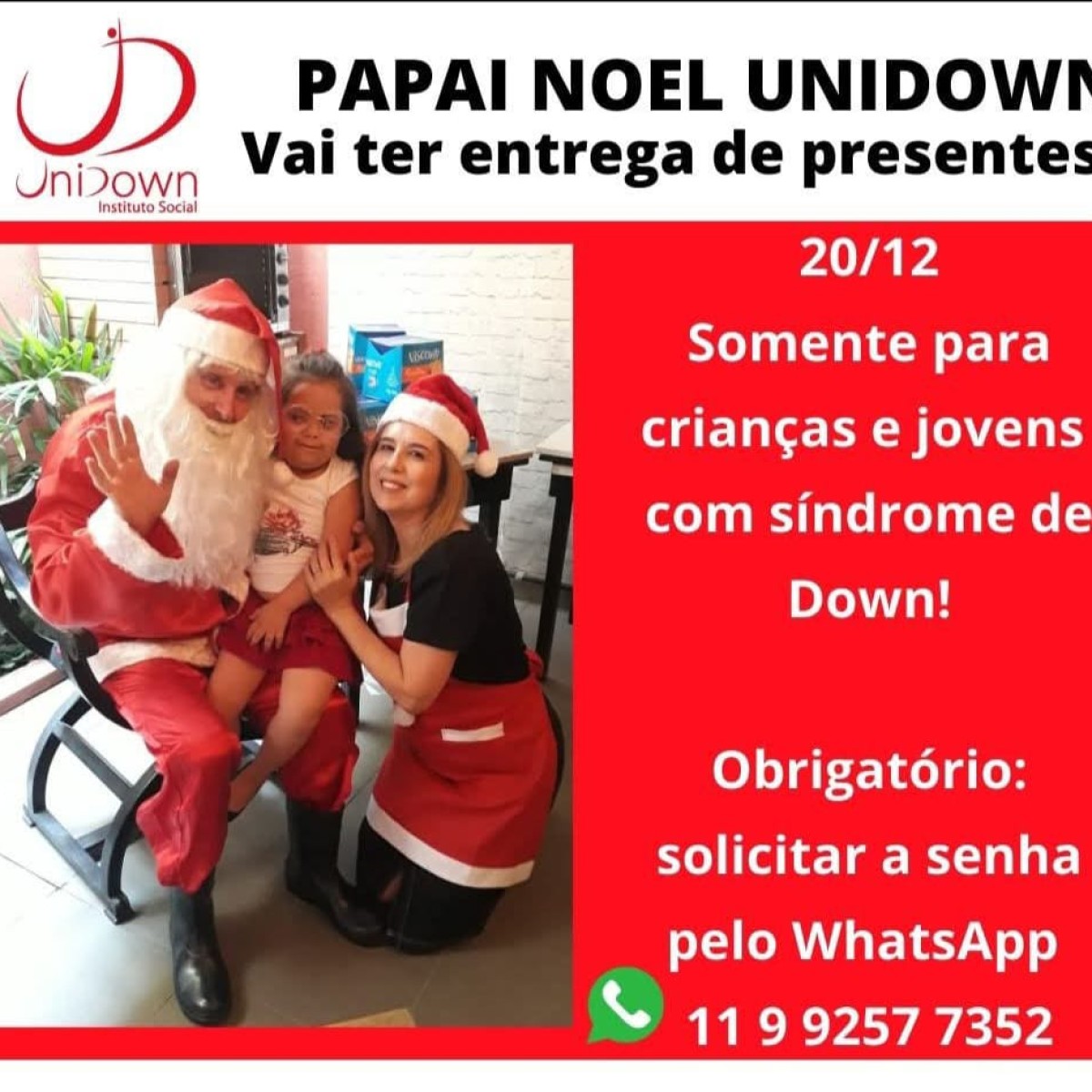 Natal especial: Papai Noel visita Instituto UniDown para T21