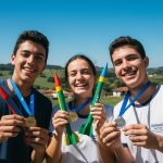 Meninas na Olimpíada de Foguetes recebem medalhas