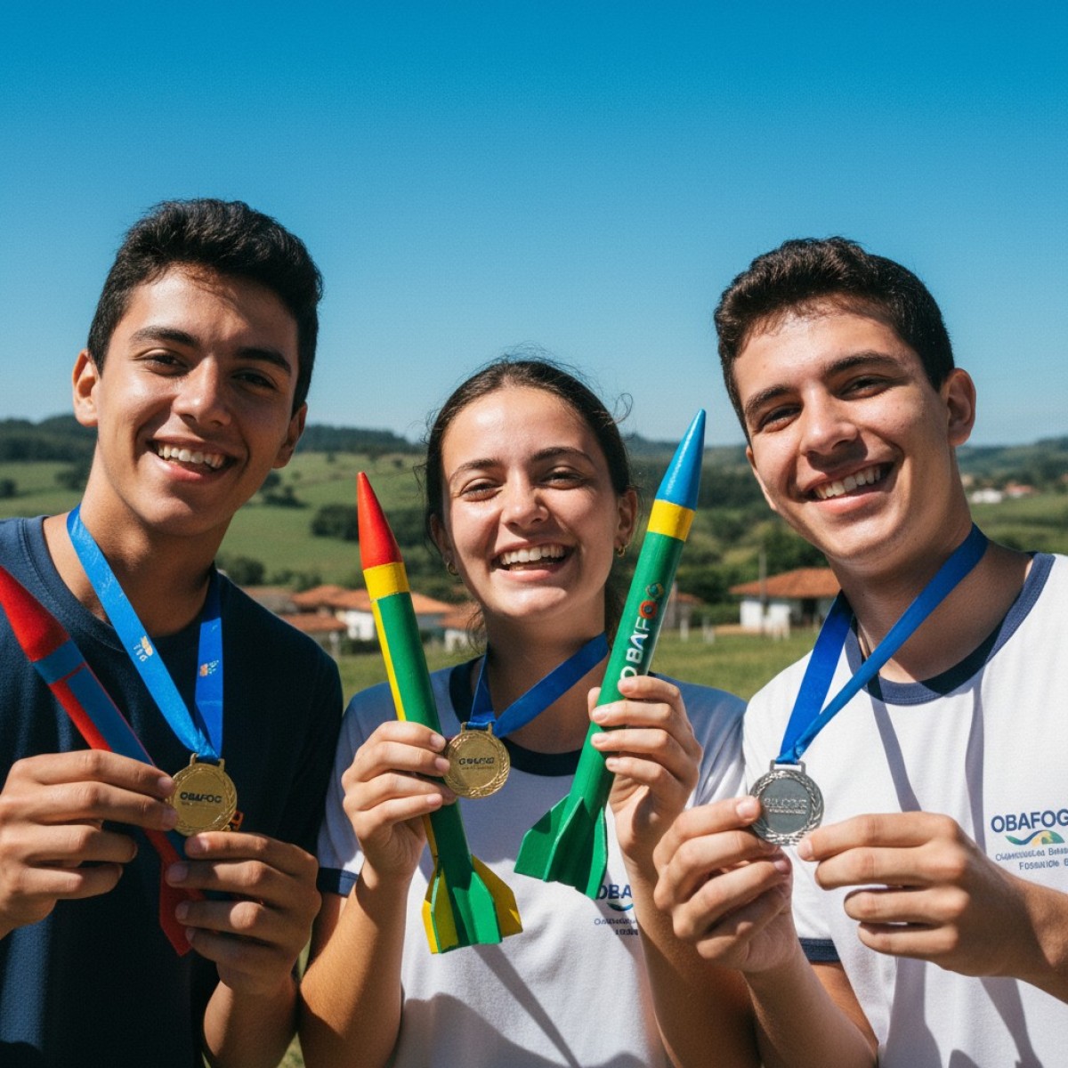 Meninas na Olimpíada de Foguetes recebem medalhas