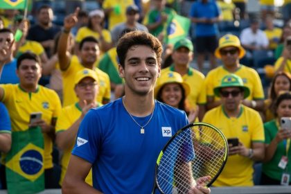 João Fonseca com raquete, campanha XP